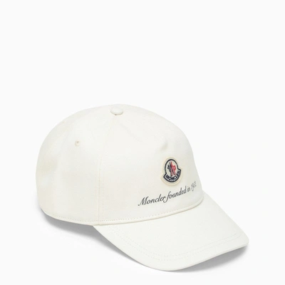 Moncler White Baseball Cap With Logo Men