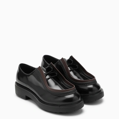 Prada Men Black/brown Leather Diapason Lace-up