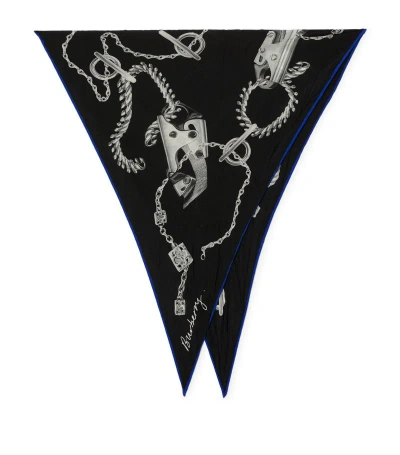Burberry Graphic-print Silk Scarf In Black