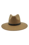 Modern Monarchie Wool Felted Fedora In Camel