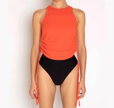 The Range Sueded Jersey Cinched Tank In Fuego In Orange