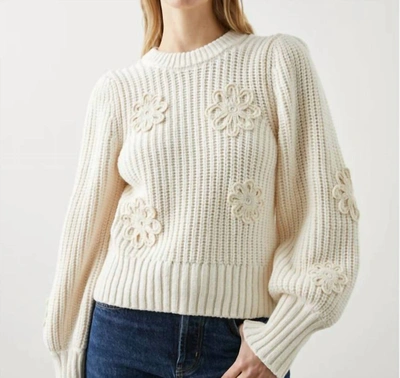 Rails Romy Sweater In Ivory Crochet Daisies In Beige