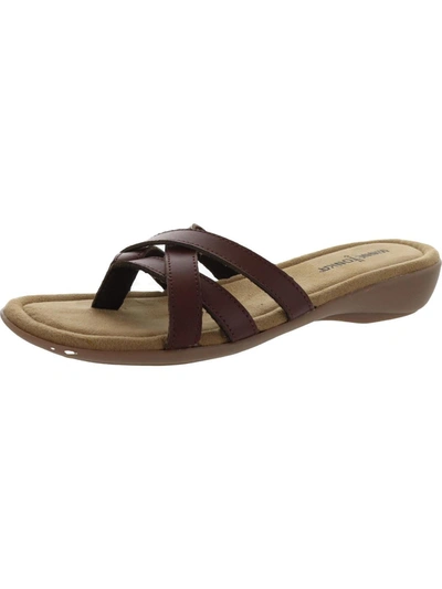 Minnetonka Sunny Womens Leather Flip Flop Thong Sandals In Brown