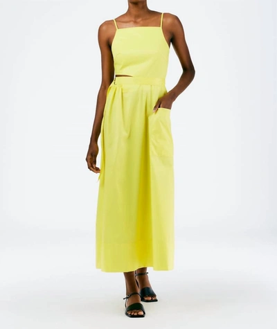 Tibi Italian Sporty Nylon Strappy Cut Out Dress In Yellow