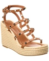 VALENTINO GARAVANI ROCKSTUD CAGED 95 LEATHER WEDGE SANDAL