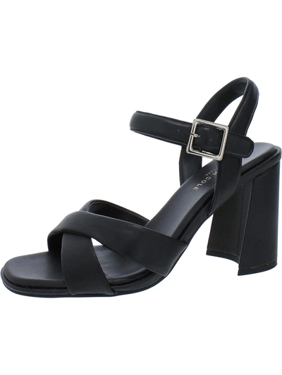 Kenneth Cole New York Lessia Womens Leather Criss-cross Slingback Heels In Black Leather