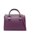 VICTORIA BECKHAM NEW VICTORIA BECKHAM SEVEN PURPLE LEATHER ROLLED HANDLE STRUCTURED BOWLING BAG