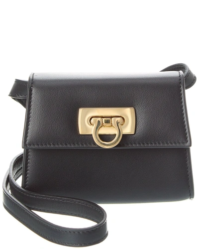 Ferragamo Gancini Leather Coin Purse In Black