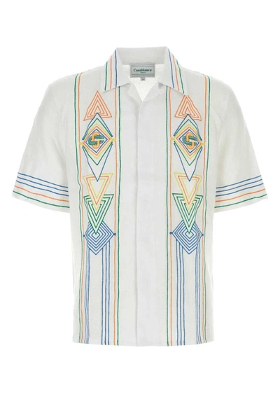 Casablanca Unisex Linen Shirt In White