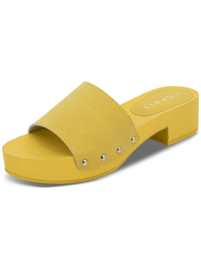 Spirit Caylee Womens Block Heel Lifestyle Slide Sandals In Yellow
