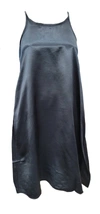 Pj Harlow Ruby Satin Knee Length Gown With Spaghetti Straps & Gathered Back Ruby In Navy In Blue