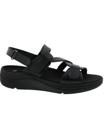Drew Serenity Womens Faux Leather Slingback Sport Sandals In Black
