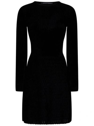 Antonino Valenti Round-neck Long-sleeve Minidress In Black
