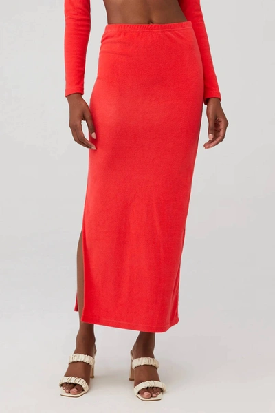 Araminta James Terry Column Skirt In Coral In Red