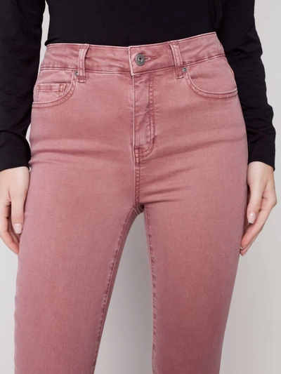 Charlie B Twill Flare Pant In Raspberry In Pink