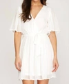 She + Sky Piece Of Cake Ruffle Dress In White In White