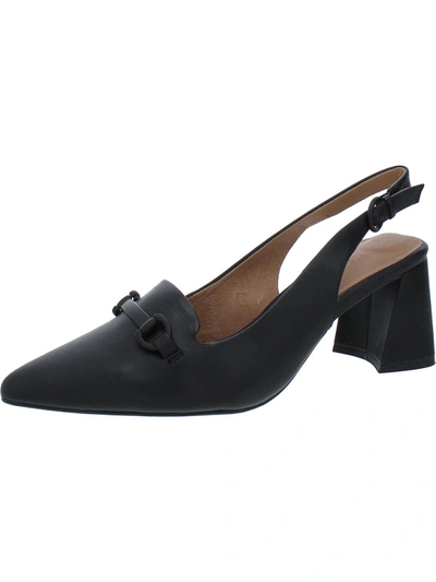 Gentle Souls By Kenneth Cole Dionne Womens Leather Stretch Slingback Heels In Black