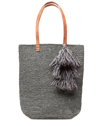 Mar Y Sol Carolina Raffia Shoulder Bag In Grey