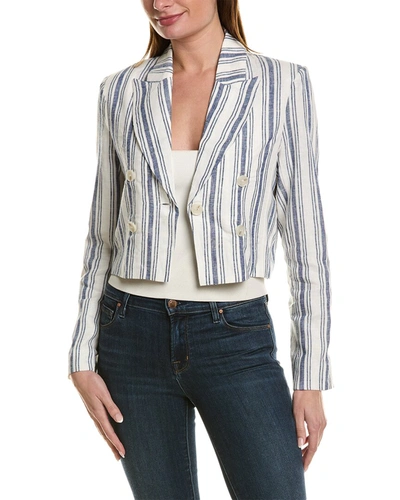 CENTRAL PARK WEST JUDE CROP DOUBLE-BREASTED LINEN-BLEND BLAZER