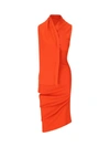 Fendi Halterneck Asymmetric Midi Dress In Orange