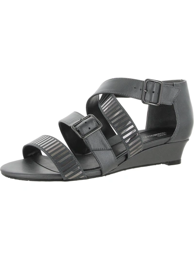 Ros Hommerson Voluptuous Womens Leather Criss-cross Wedge Sandals In Multi