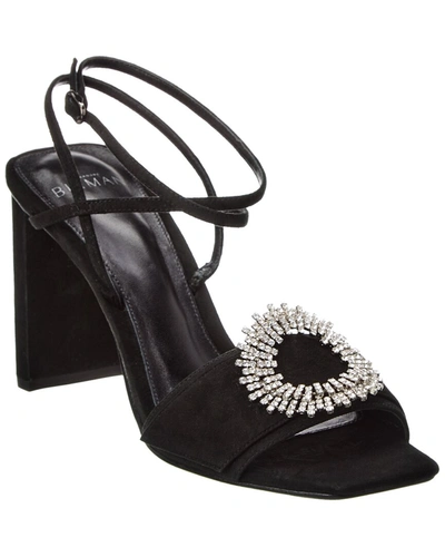 Alexandre Birman Madelina Pillar 85 Suede Sandal In Black