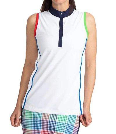 Kinona Make It Snappy Sleeveless Golf Top In White