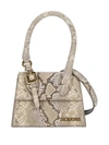 Jacquemus Le Chiquito Moyen Snakeskin Embossed Leather Top Handle Bag In Beige