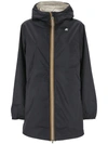 K-way K Way Sophie Plus Reversible Hooded Jacket In Blue D-beige Lt