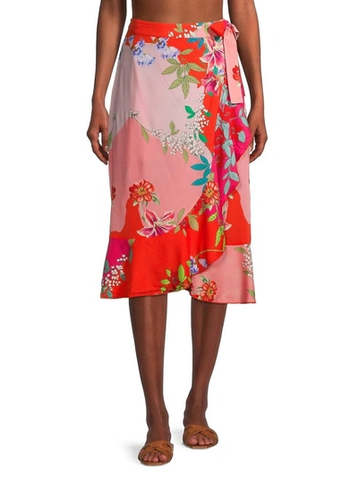 Johnny Was Nanya Wrap Skirt Cover Up In Multi In Red