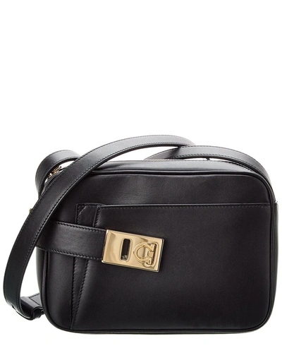 Ferragamo Small Leather Camera Bag In Black