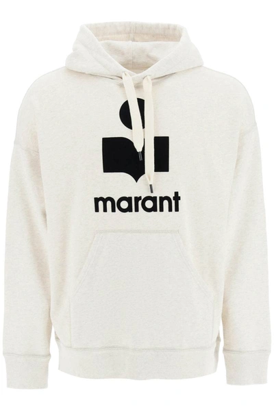 Isabel Marant Miley Hoodie With Flocked Logo In Cream