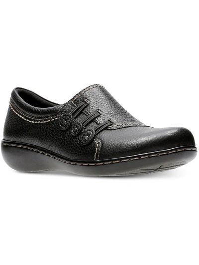 Clarks Effie Womens Leather Casual Flats Shoes In Black