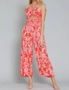 AAKAA THE SANTORINI FLORAL PRINT JUMPSUIT IN PINK & CORAL