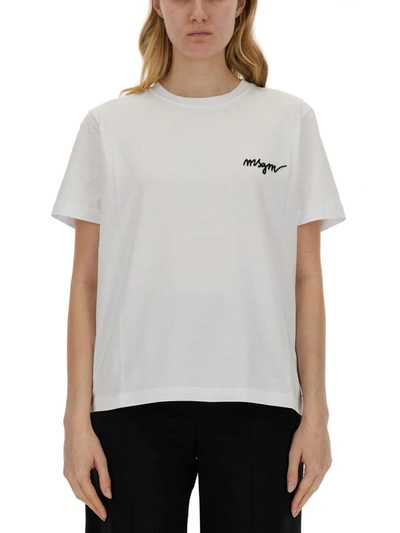 Msgm Jersey T-shirt In White