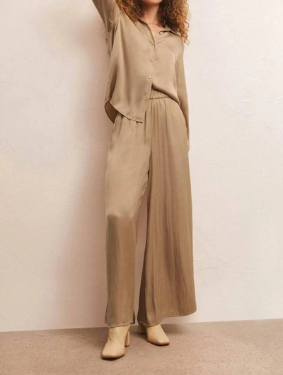 Z Supply Estate Wide Leg Pant In Rattan Lux Sheen In Brown