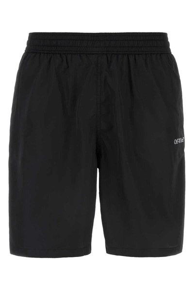 Off-white Diag Surfer Logo Print Swim Shorts In Black