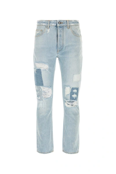 Palm Angels Ripped Straight-leg Jeans In Blue