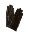 BRUNO MAGLI DIAMOND QUILTED CASHMERE-LINED LEATHER GLOVES