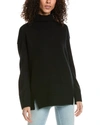 Vince Donegal Side Slit Cashmere Sweater In Black