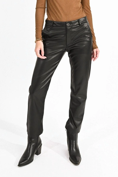Molly Bracken Vegan Leather Straight Pant In Black