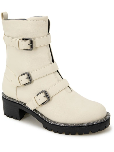 Kenneth Cole Reaction Tate Biker Jewel Womens Glitter Lug Sole Block Heels In Multi