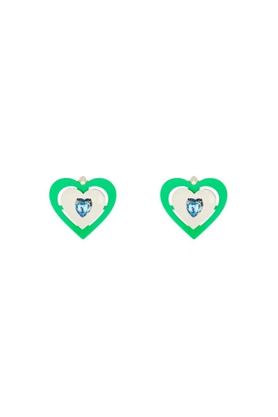 Safsafu Green Neon Heart Clip-on Earrings In Multicolor