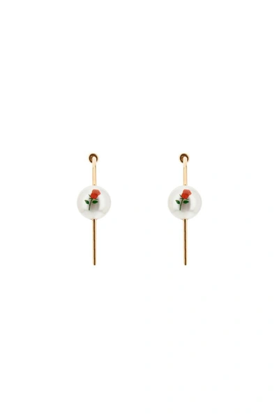 Safsafu Saf Safu 'pearl & Roses' Hoop Earrings In Gold