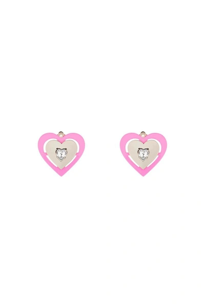 Safsafu Pink Neon Heart Clip-on Earrings In Multicolor