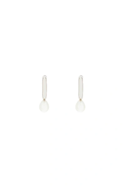 Simone Rocha Pearl Heart Hoop Earrings In Silver,white