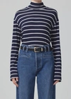 CITIZENS OF HUMANITY SELMA TURTLENECK SWEATER IN MIDNIGHT STRIPE