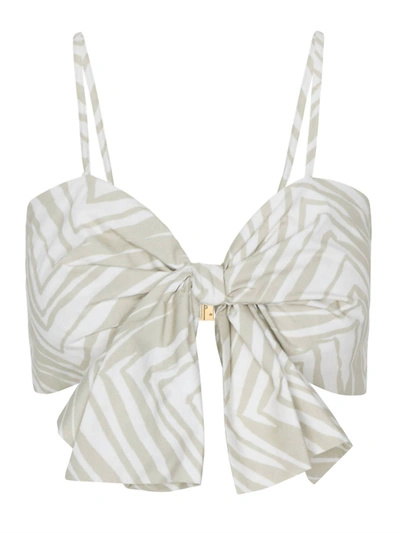 Hevron Veronique Crop Top In Tonal Zebra In Multi