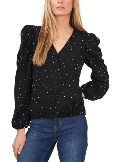 Sam & Jess Womens Surplce Puff Sleeves Blouse In Black