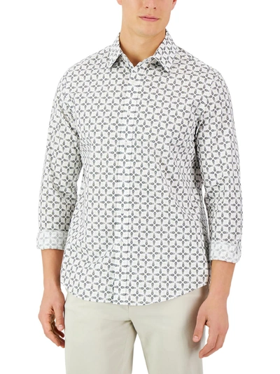 Club Room Mens Cotton Printed Button-down Shirt In White
